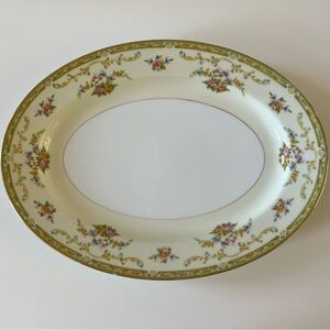 Noritake Elegant Floral Oval Platter with Gold Accents made in JAPAN